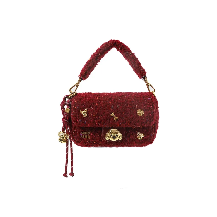 Chio'2nd Смешанный материал Через плечо Одно плечо Сумка Обычный Женский Красный
