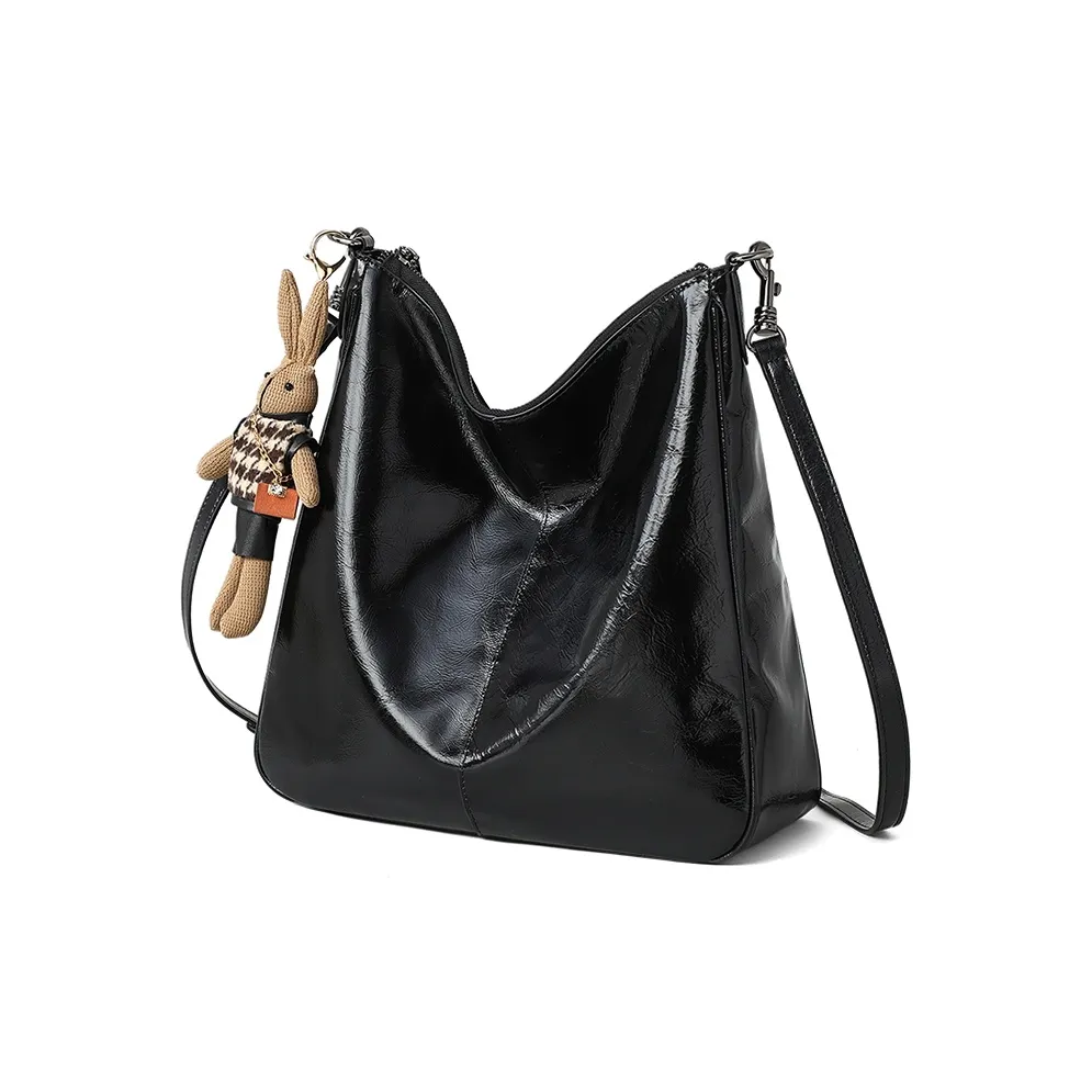 PT'SON Сумка через плечо из коровьей кожи стандартная женская черная