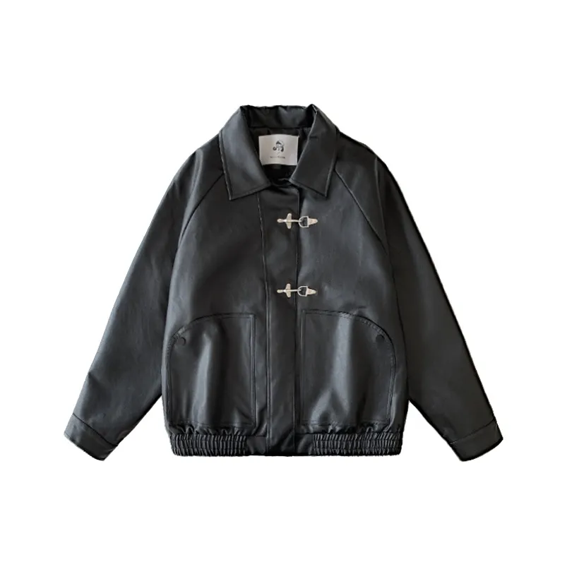 POWXV Черные Женские Кожаные Куртки