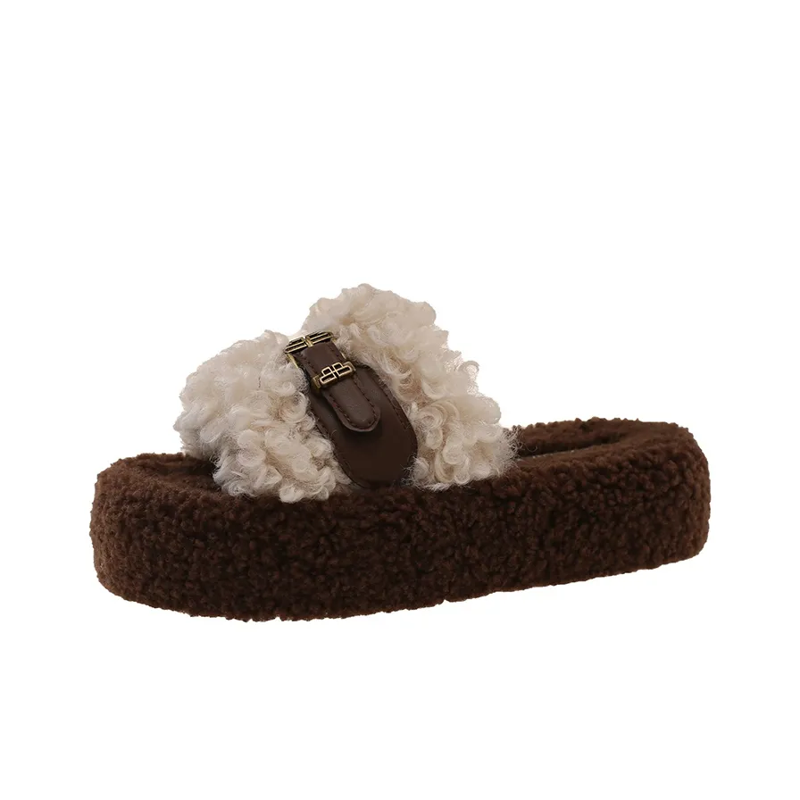 WUJI Резина Плюшевые Шлепанцы Женские