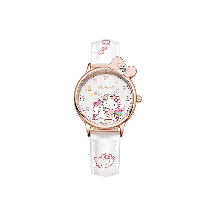 Hello Kitty Rainbow Unicorn Watch for Kids Кварцевый механизм Кожаный ремешок Часы Женские часы Белый циферблат