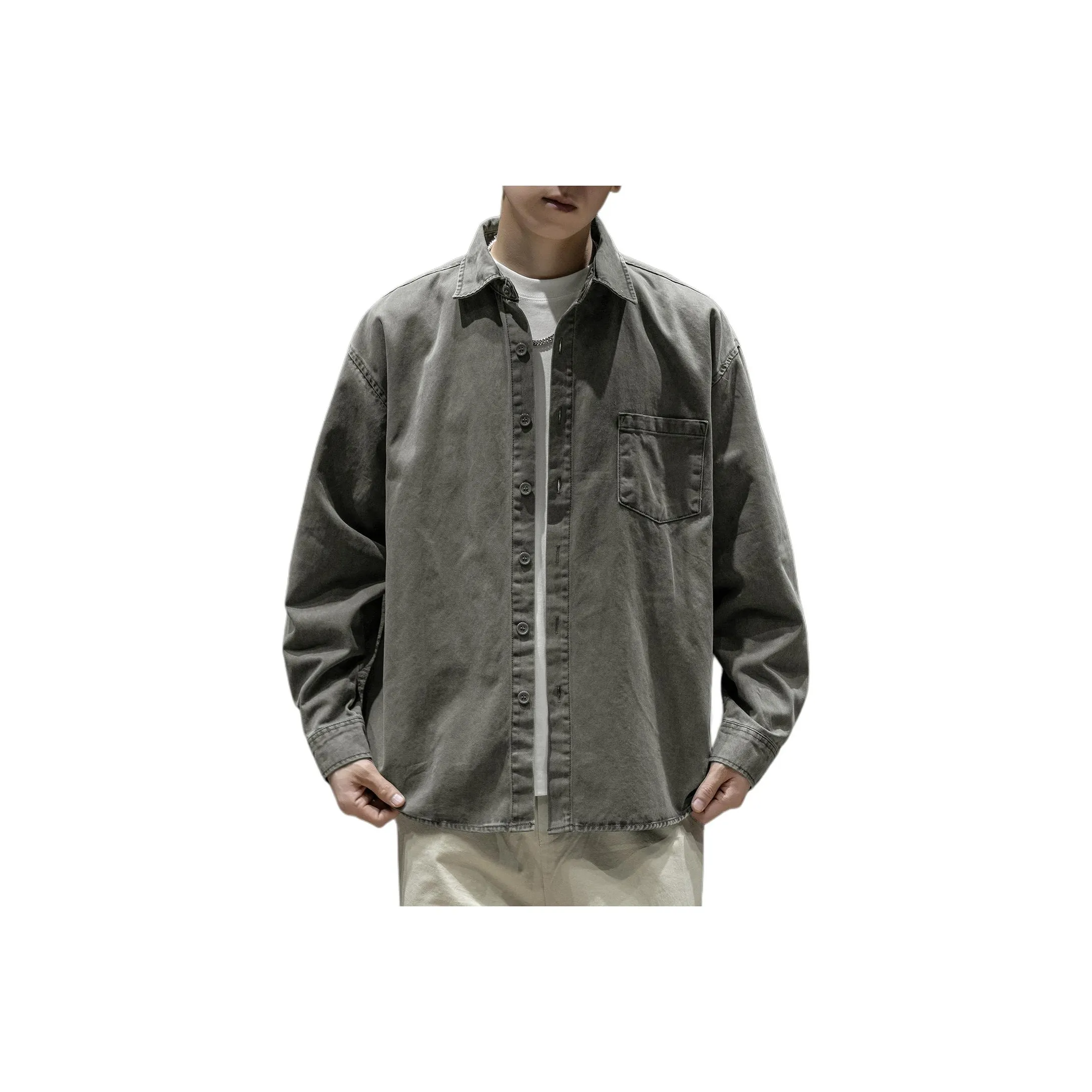 WOOD SOON Мужская длинная рубашка с длинным рукавом рабочая одежда унисекс