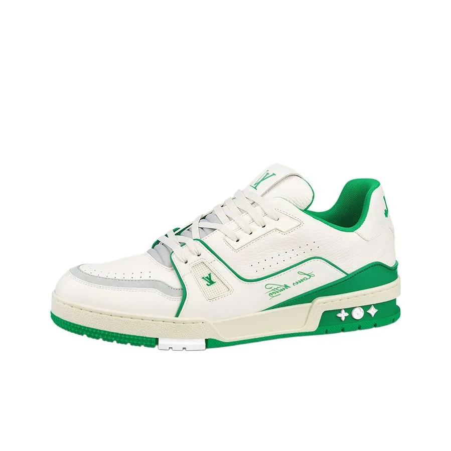 LOUIS VUITTON Trainer Skateboard Shoes Men Low Top Green