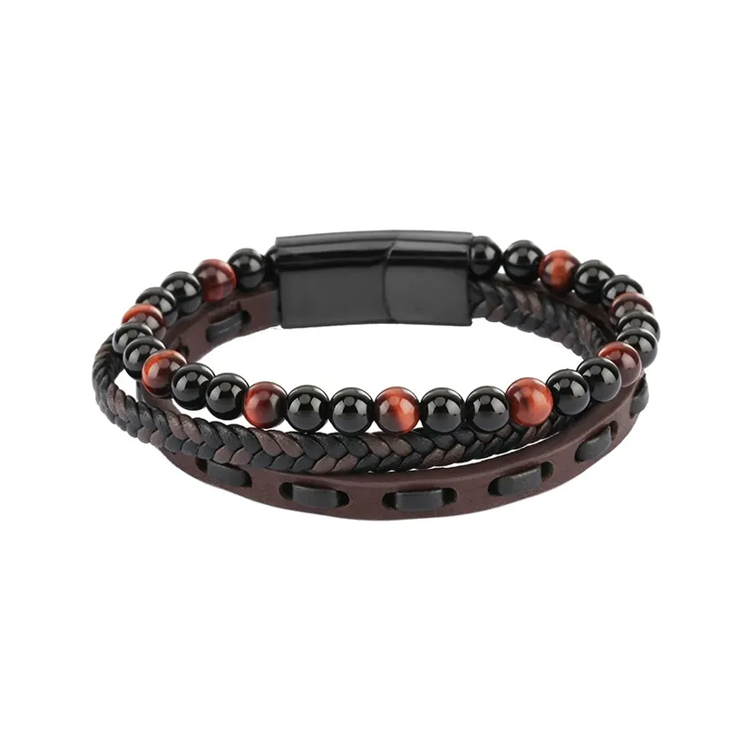 PUENTE Microfiber Leather Woven Fabric Bangle Men's