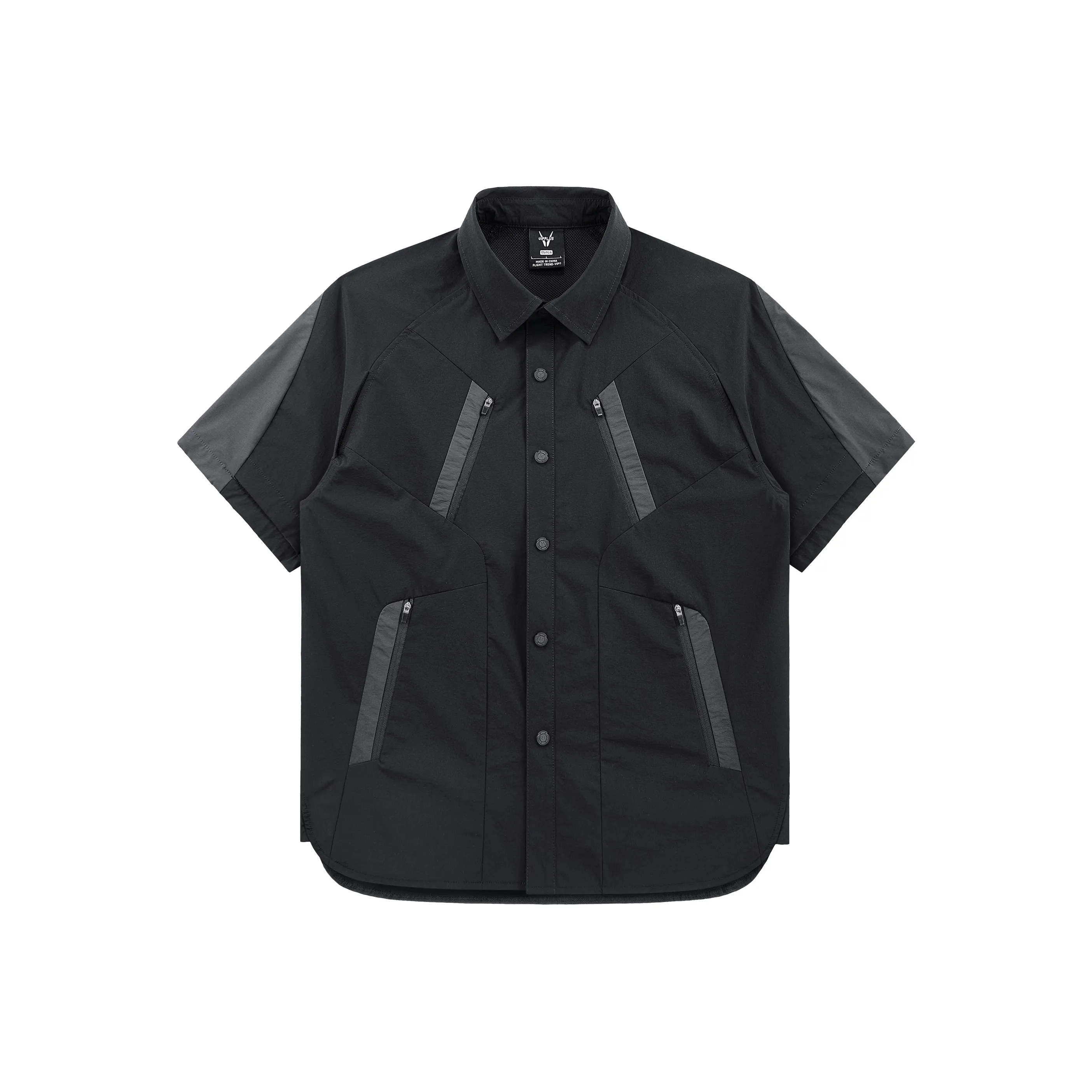 VIP Разобранный Дизайнерский Цветовой блок Пэчворк Застежки MULTI POCKET SHORT Рубашка с рукавами Унисекс