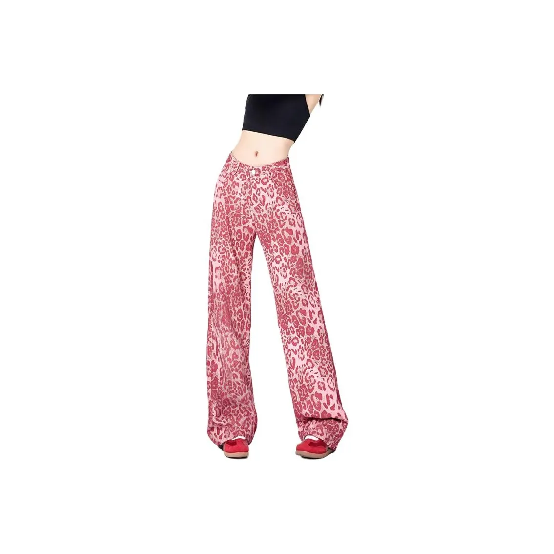 ORMY Pink Leopard Print Women's Jeans ORMY Розовые Джинсы с Леопардовым Принтом для Женщин