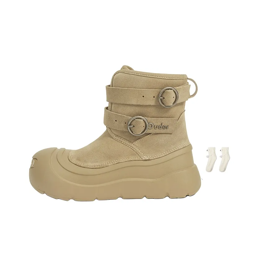 Ouder Snower Open Ended Smile Collection Thermal Abrasion Resistant Crew Snow Boots Women's Khaki
