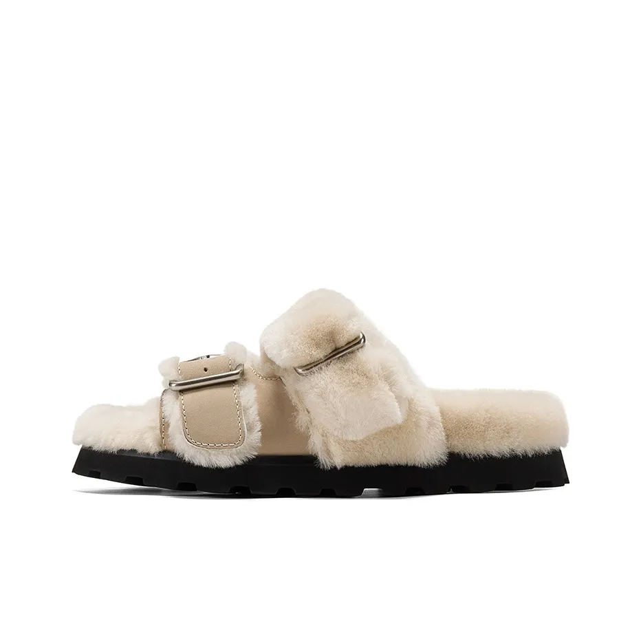 GG CC Флок Slip On Универсальный Шерсть Тапочки Женские