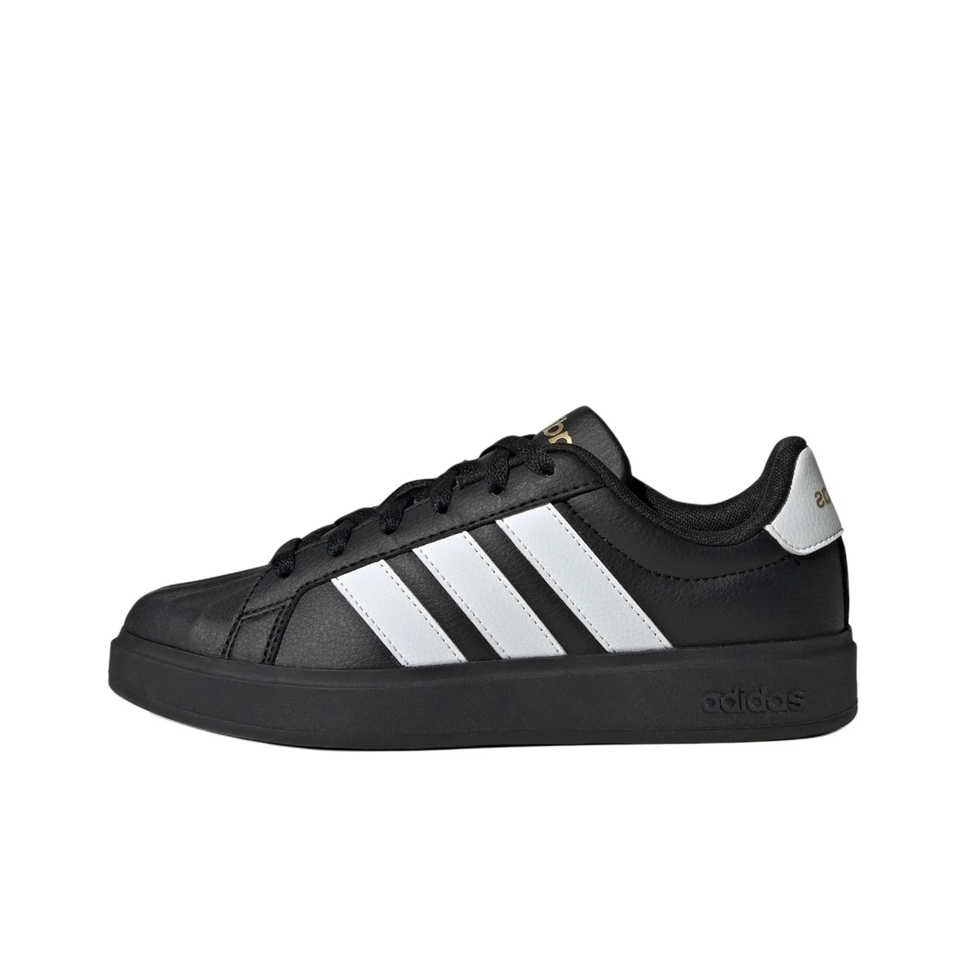 Adidas Уличный Talk Low Топ Детские Скейтбординги Черный Белый Подростки