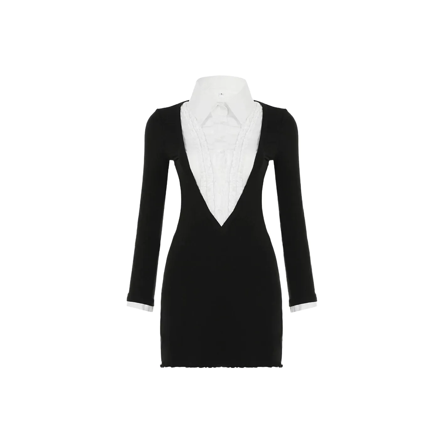 JOPPTI Черное Женское Длинное Платье с Длинными Рукавами