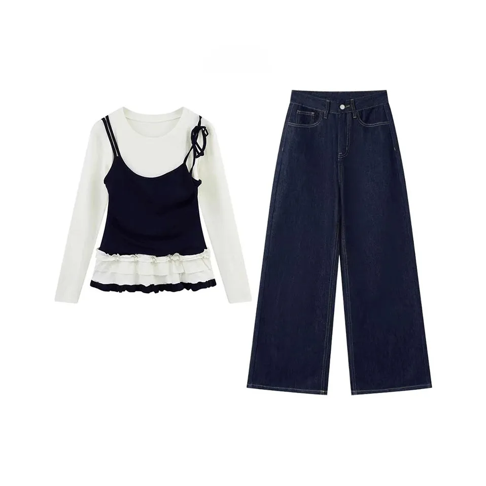 MARIE·COCO Mock Двухкомпонентный комплект топ + штаны женский повседневный костюм