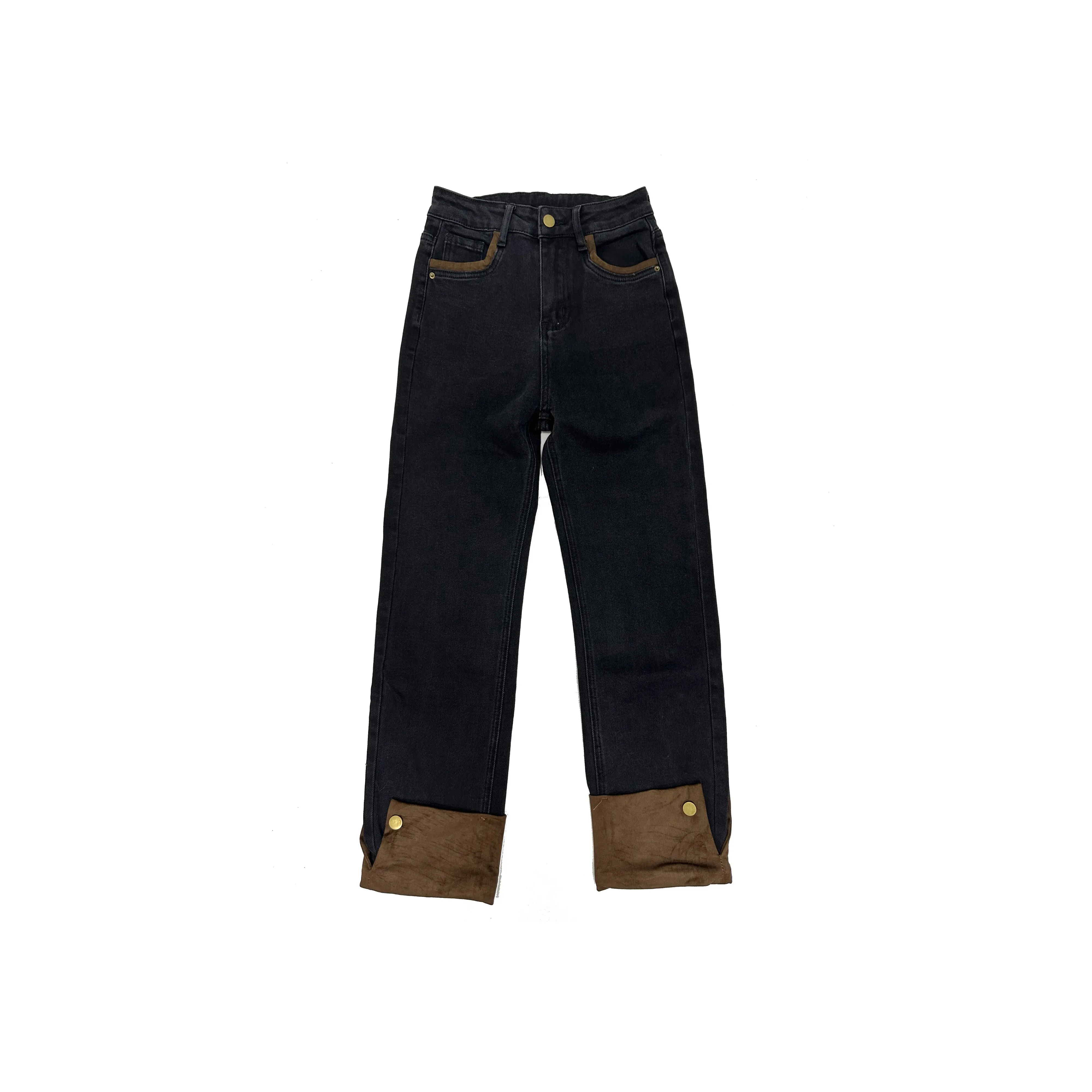 Розовый Черный Ankle Длина Женские Джинсы