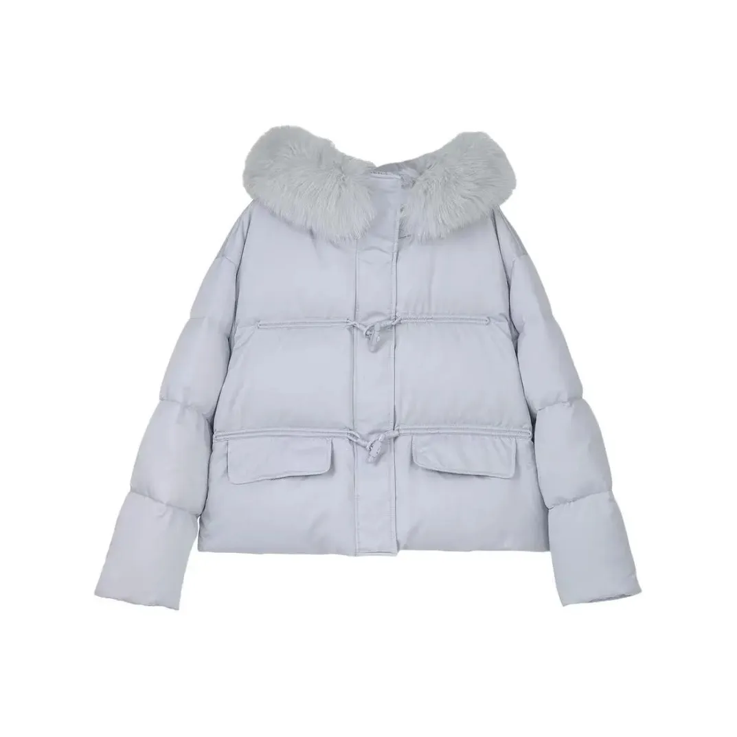 SNZX Синий укороченный хлопковый пуховик женские пуховики (пуфы)