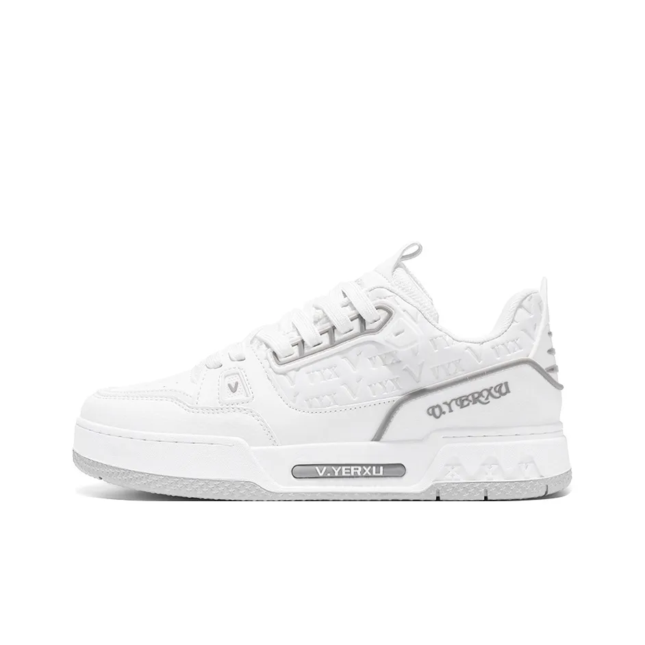 V.YERXU Versatile Casual White Sneakers Abrasion Resistant Lightweight Slip Resistant Low Top Skateboard Shoes Unisex
