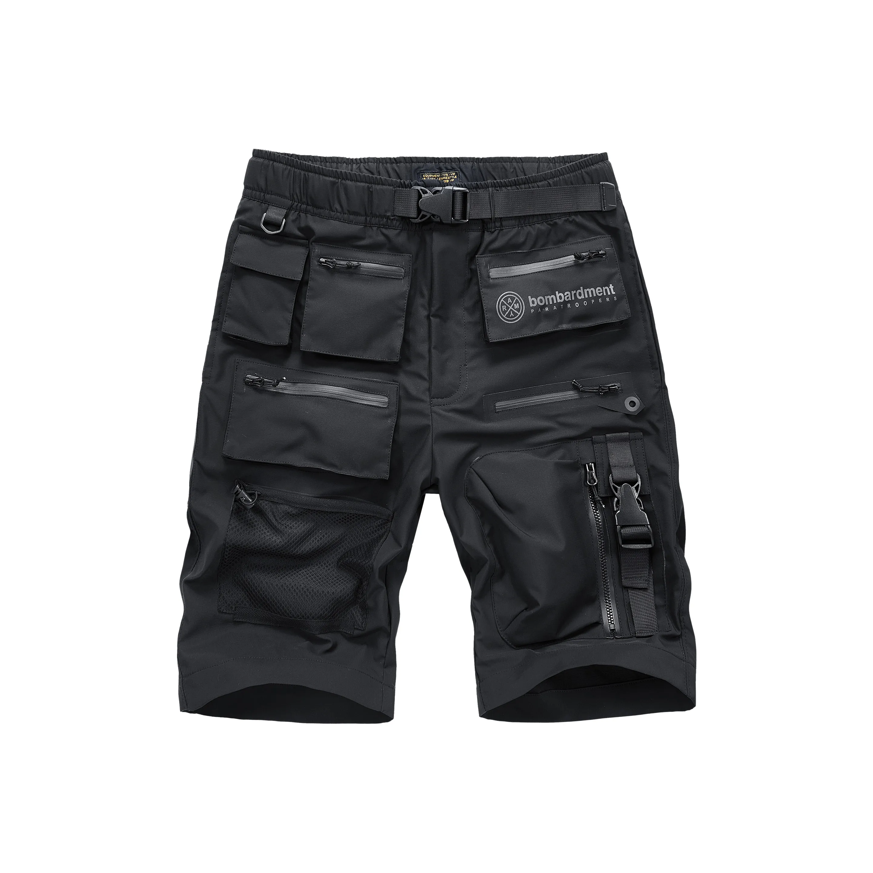VIP Urban Techwear Multi Pocket Casual Knee Length Pants Cargo Shorts Unisex Black