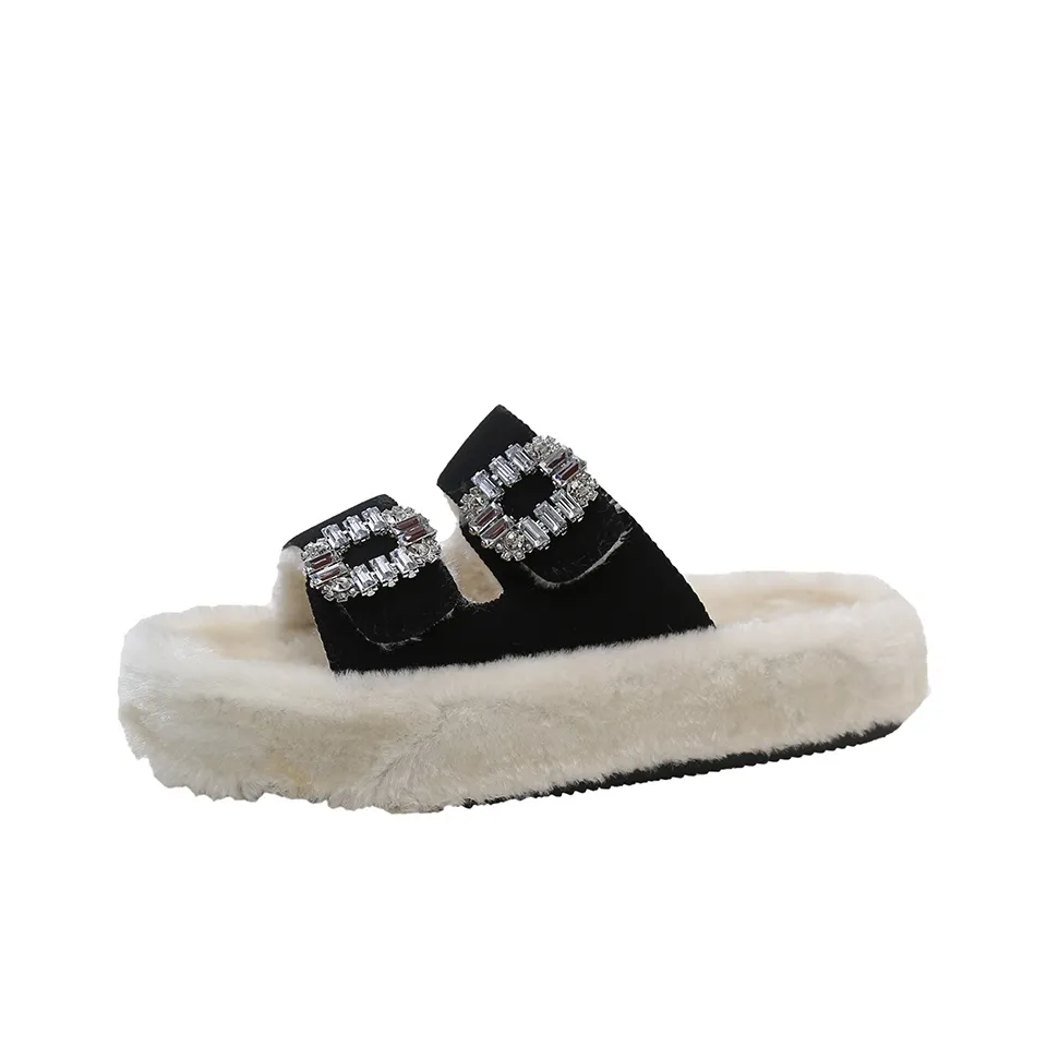 Wuji Резина Стразы Пушистые тапочки Женские