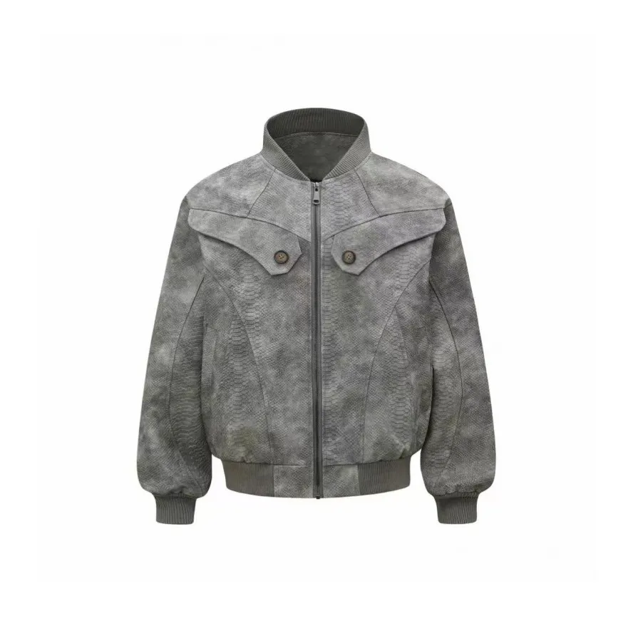 FRLMK Американский винтаж Змеиный принт Тисненый Куртка Для Женщин Унисекс