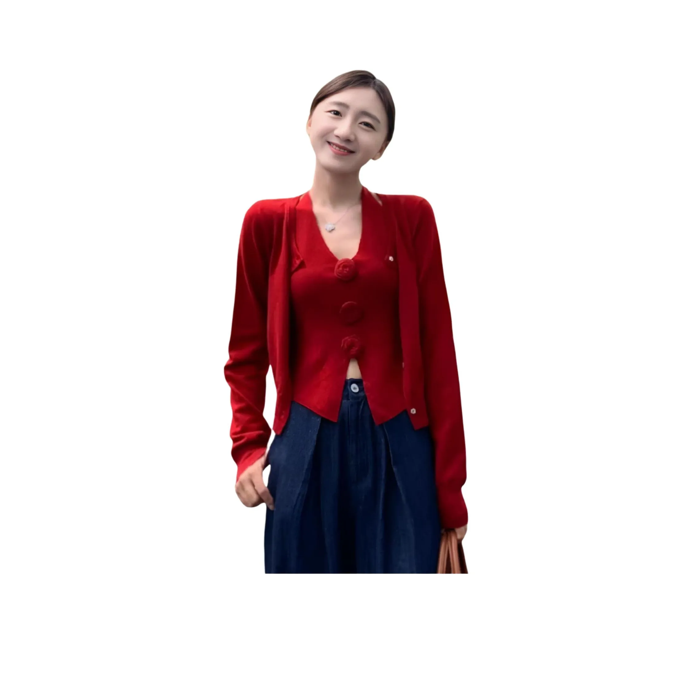 MTHE Красный Женский Повседневный Костюм