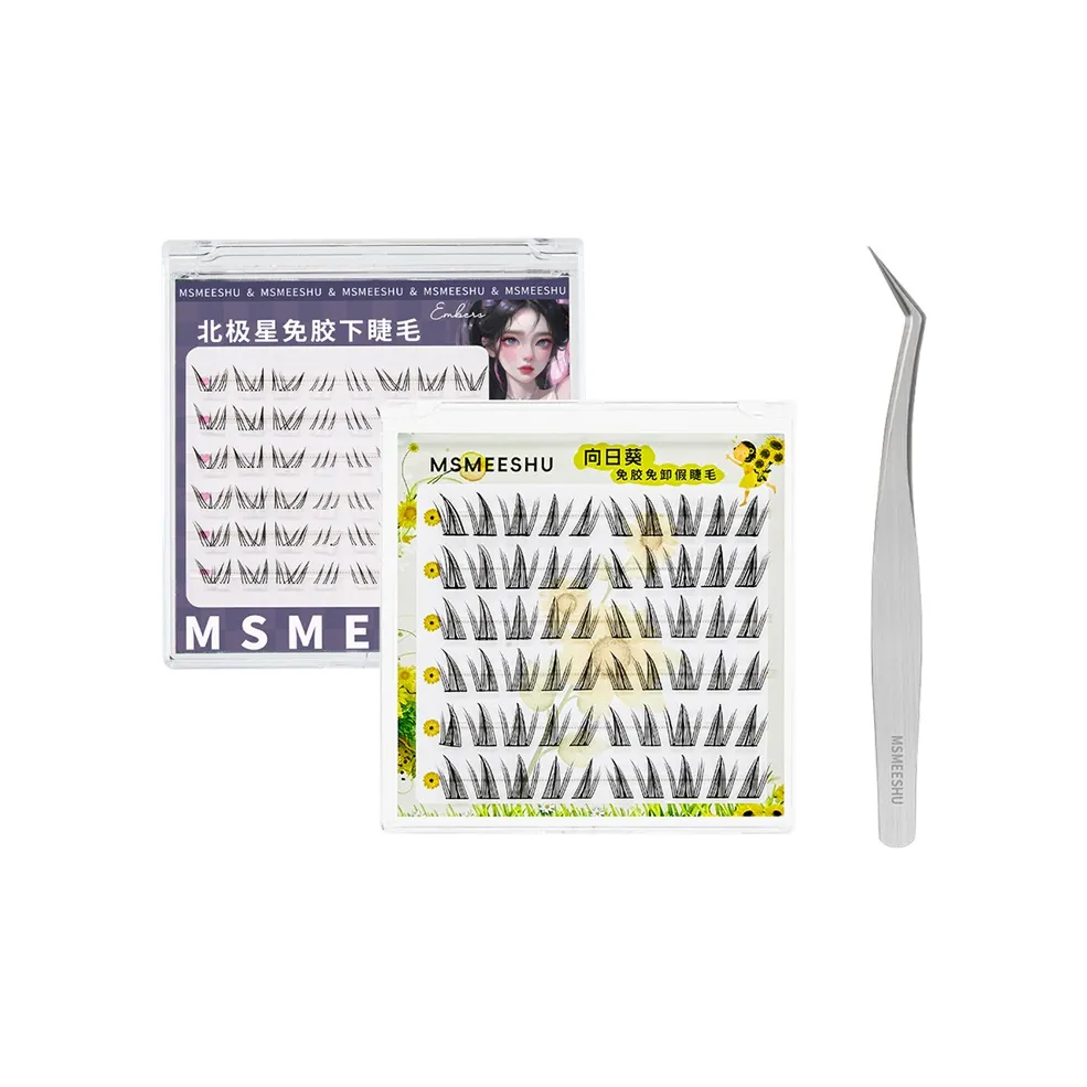 MSMEESHU Подсолнух Топ Lashes Клей Бесплатно Нет Удаление Требуется Polaris Низ Lashes Один Кластер