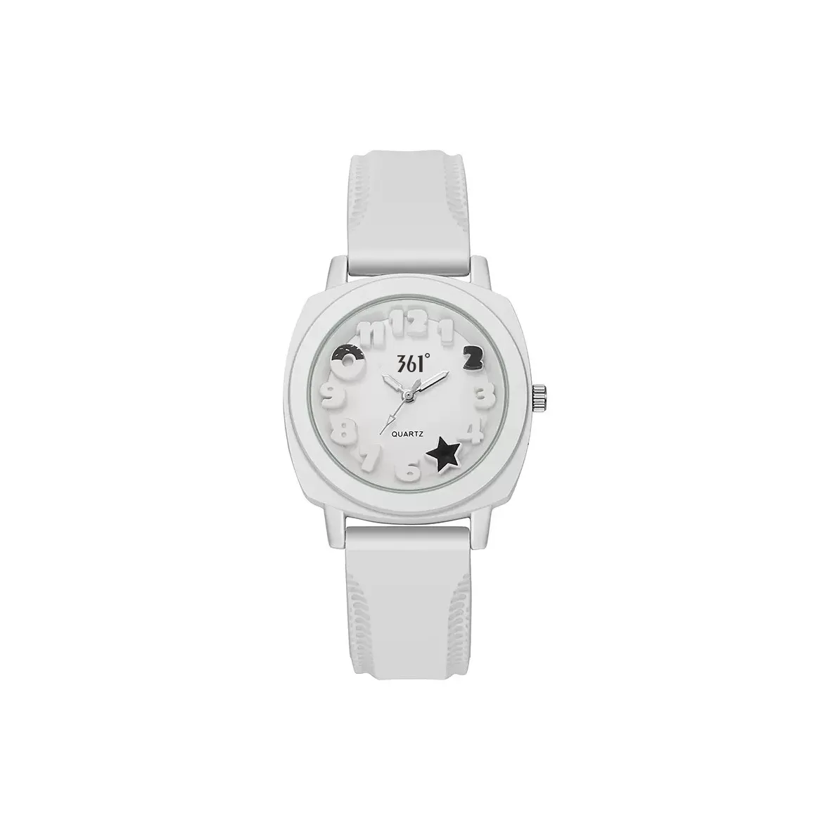 361° Кварцевый механизм силиконовый ремешок унисекс белый циферблат
