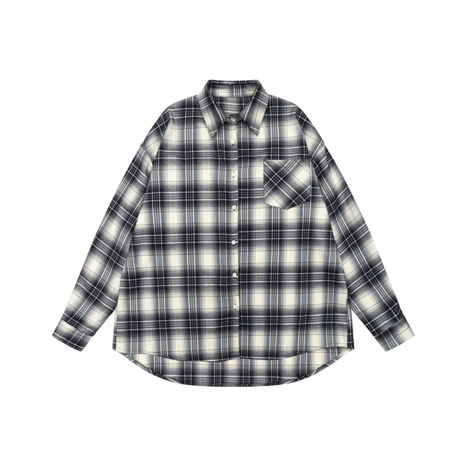 Shuhao Bai Винтажный синий Женские рубашки