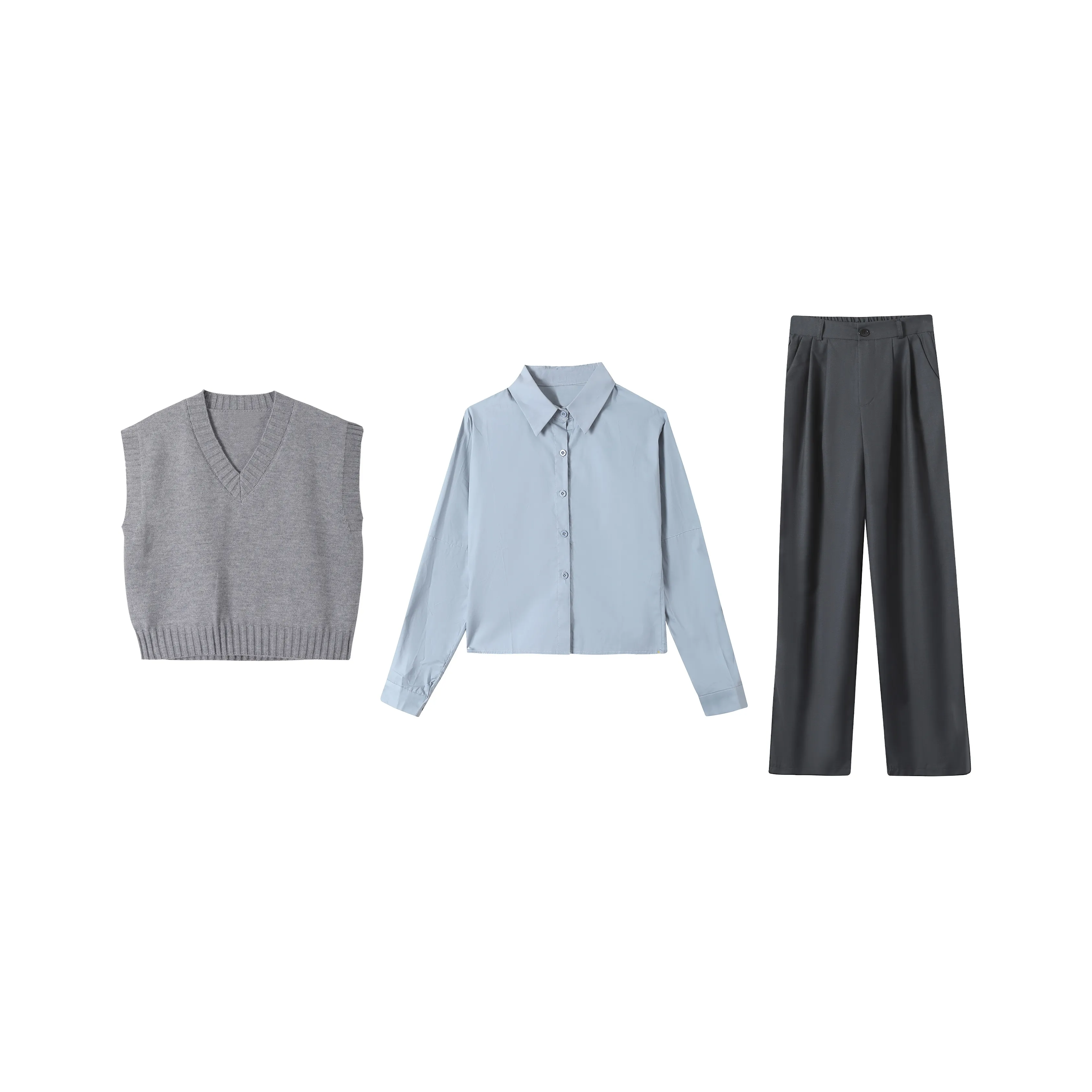 WUDONGWU Рубашка Жилет Брюки Женские Повседневные костюмы