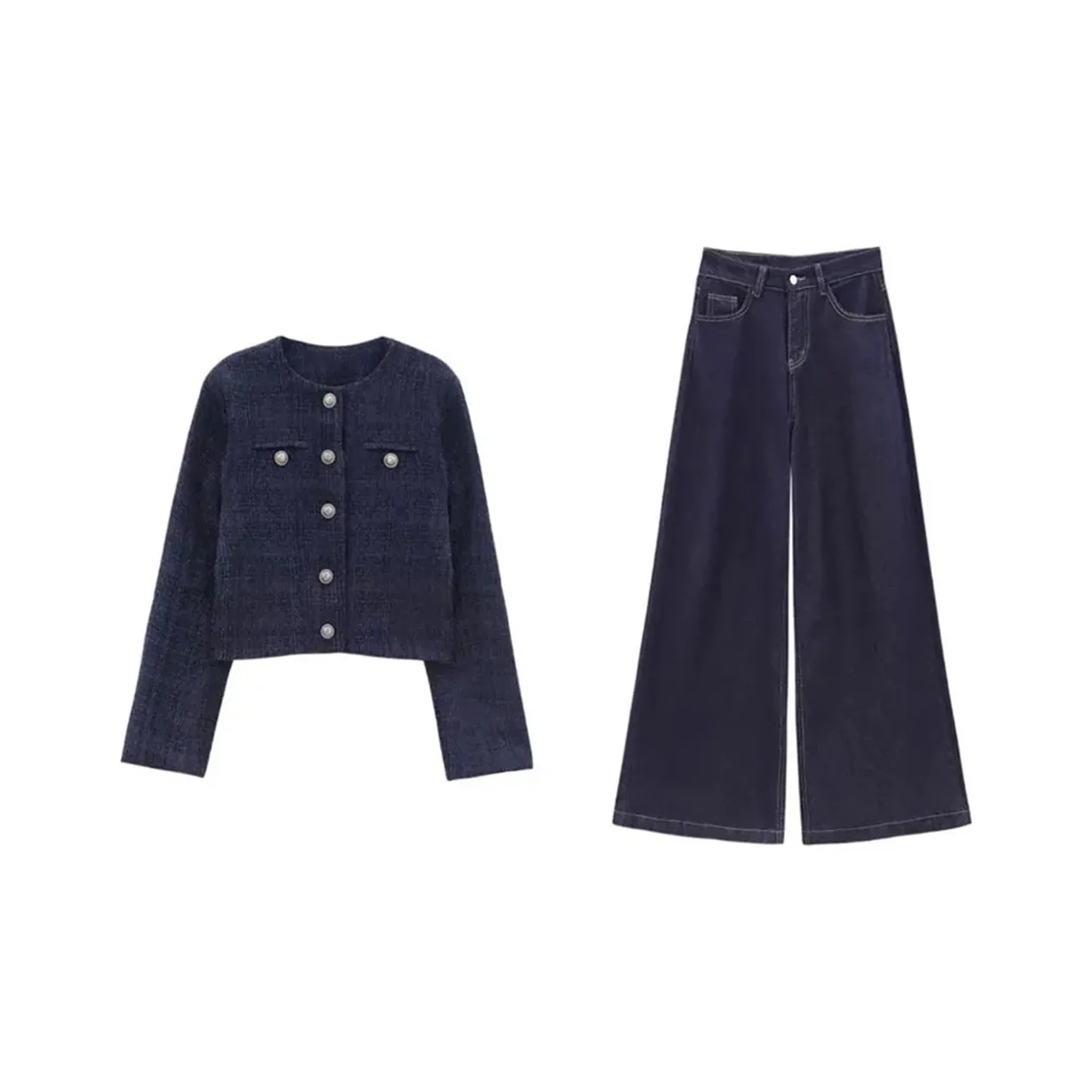 COVER TIME Темно-синий Синий Женские Повседневные Костюмы