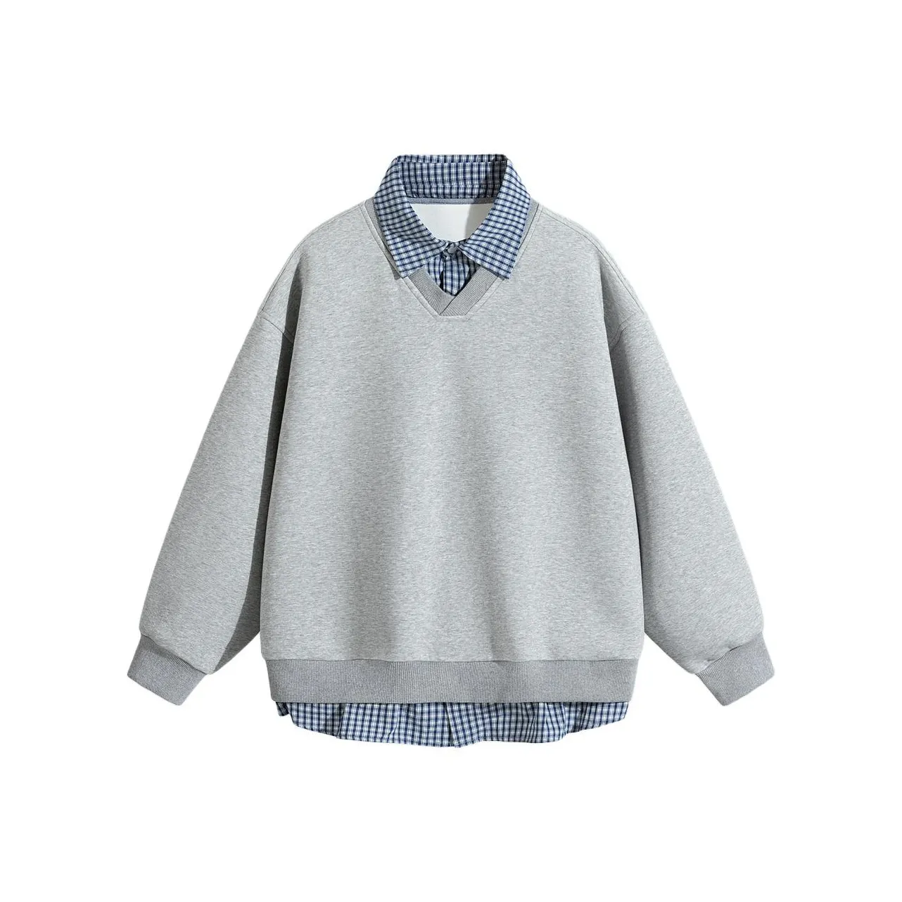 FRLMK Осенний Американский Стиль Позиционирование Свободный крой Большой размер Минималистский стиль Пуловер Mock Двухкомпонентный Свитшот Унисекс