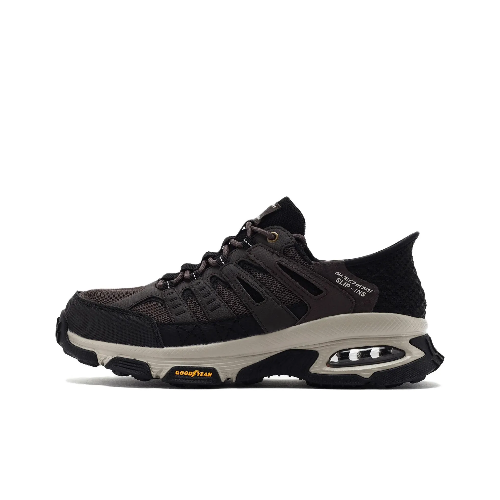 Skechers Breathable Lightweight Rebound Low Top Casual Running Shoes Men's Black