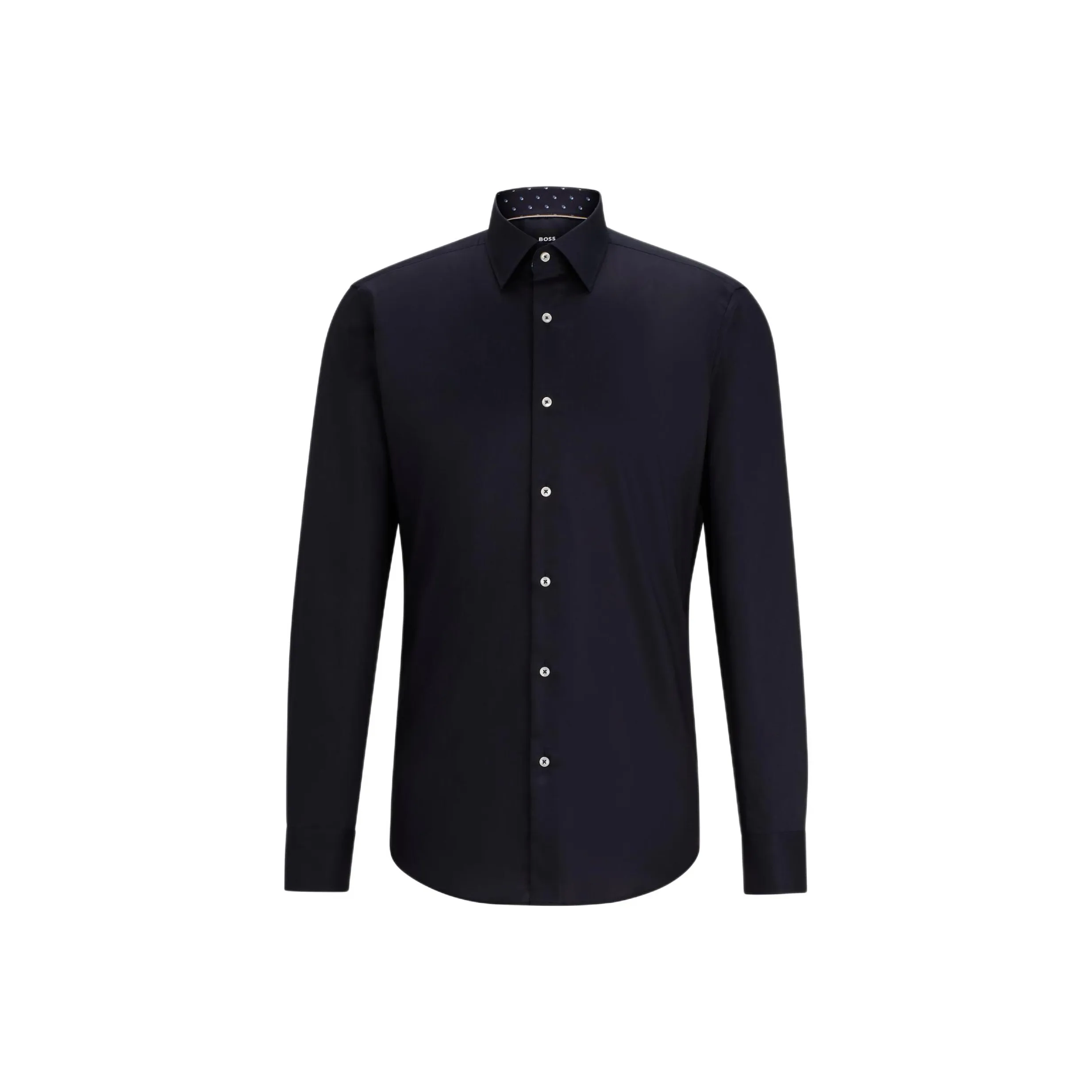 Hugo Boss Регулярный крой Рубашка Easy Железо Хлопковый поплин Рубашка Мужская Темно-синий