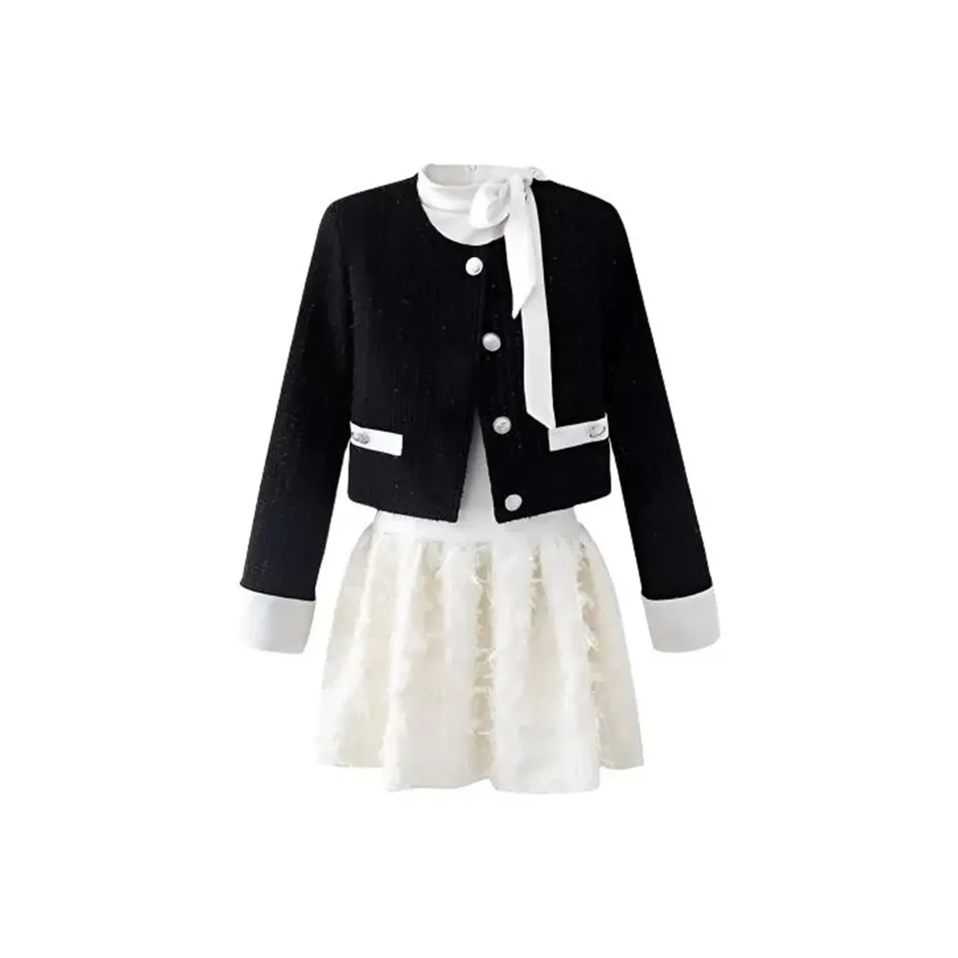 COVER TIME Черный+Белый Женские Комплекты с Юбкой