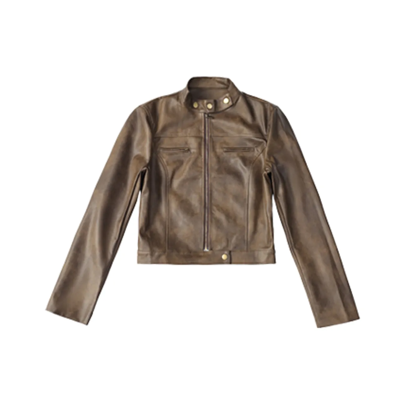 POWXV Хаки Женские Кожаные Куртки