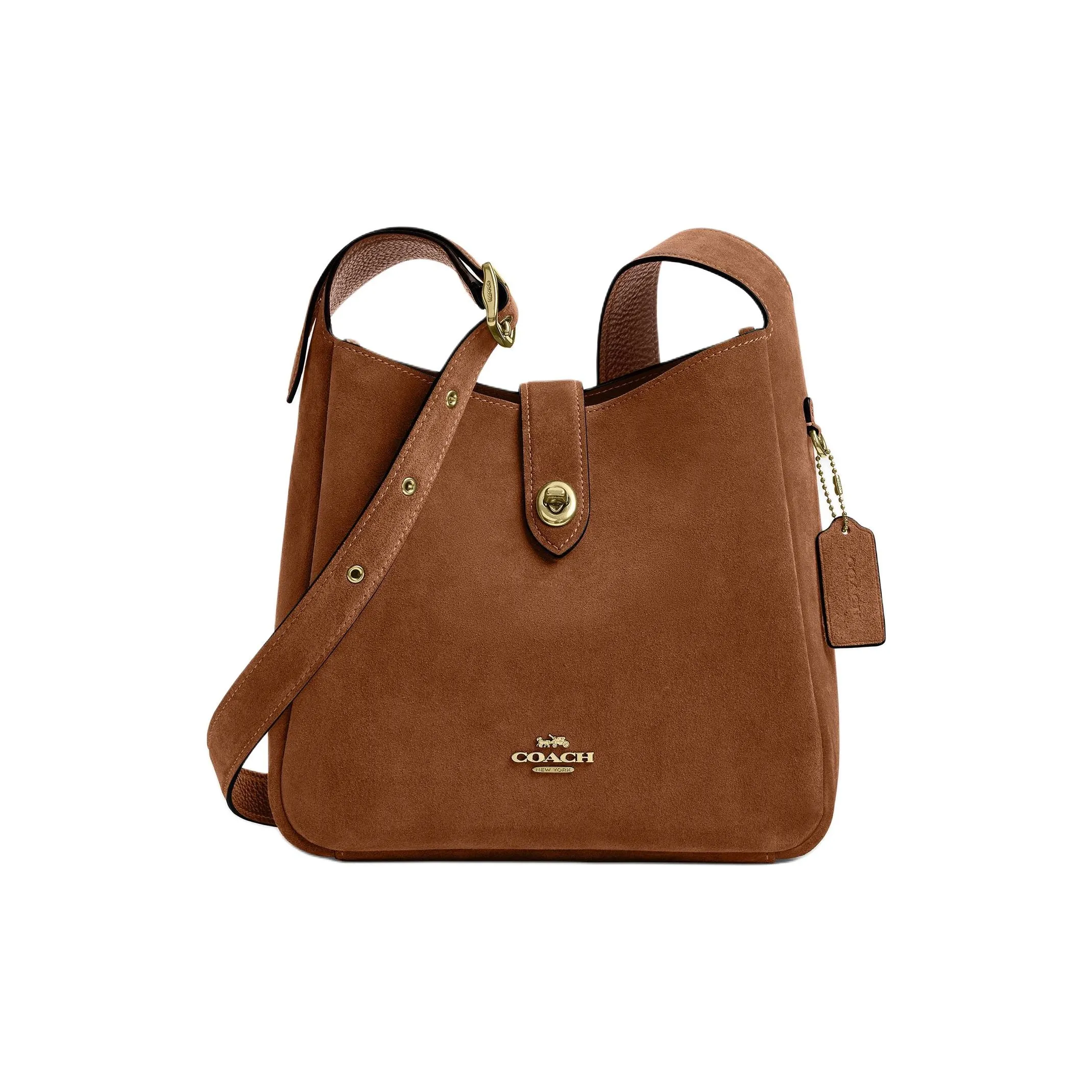 COACH Hadley Замша Сумка через плечо Сумка на плечо Средняя Женская Желтая Кристальная