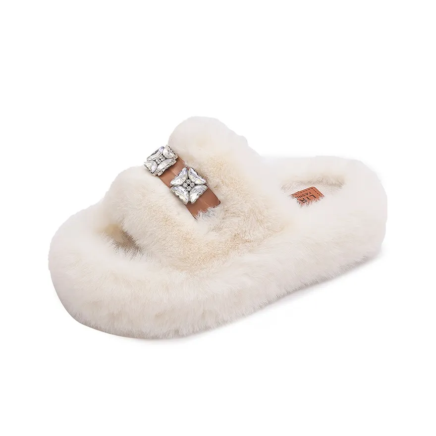 WUJI Резина Платформа Флис Тапочки Женские