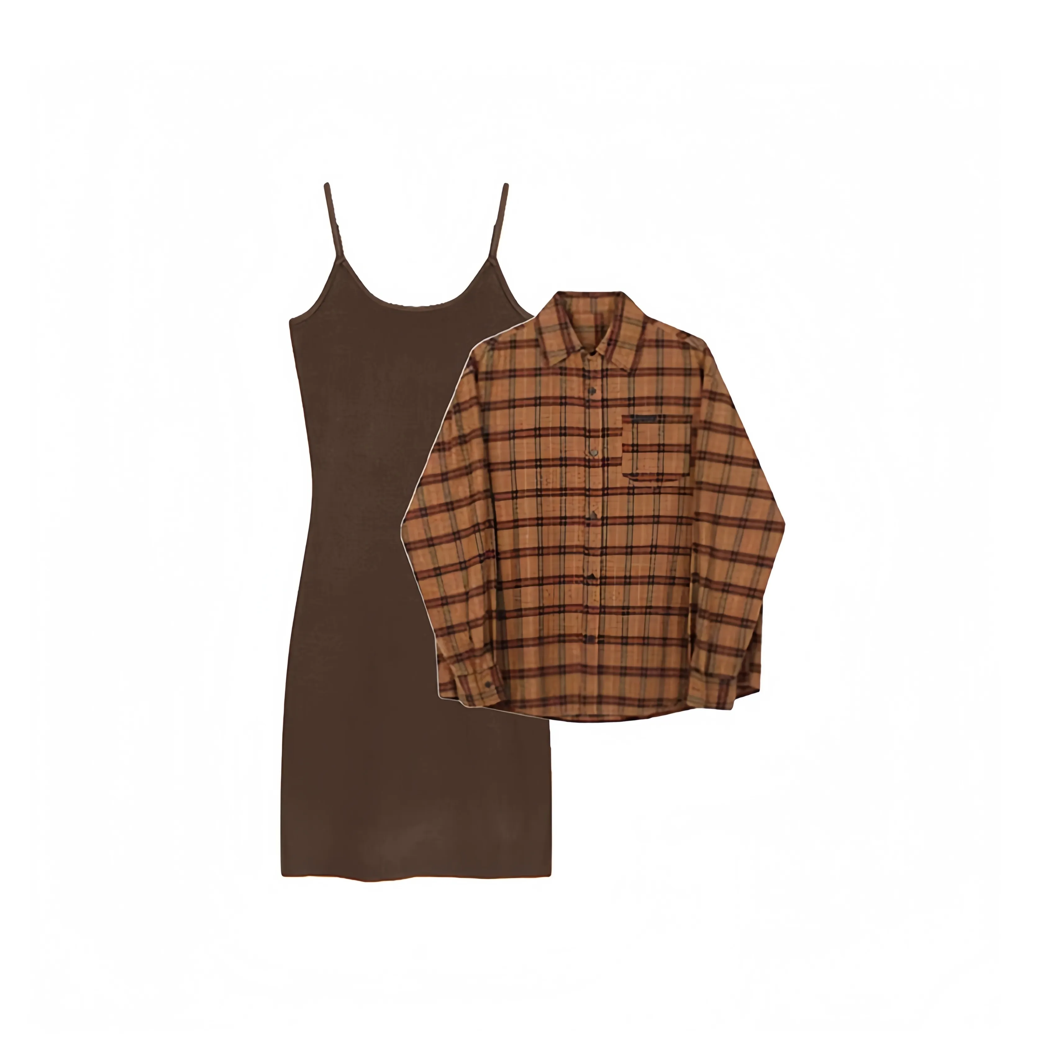 XIAOQIAOJIA Коричневый укороченный комплект одежды для женщин включающий юбку