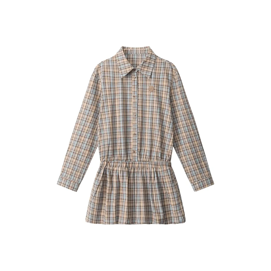 MITX Клетчатое платье женское длинное с длинными рукавами