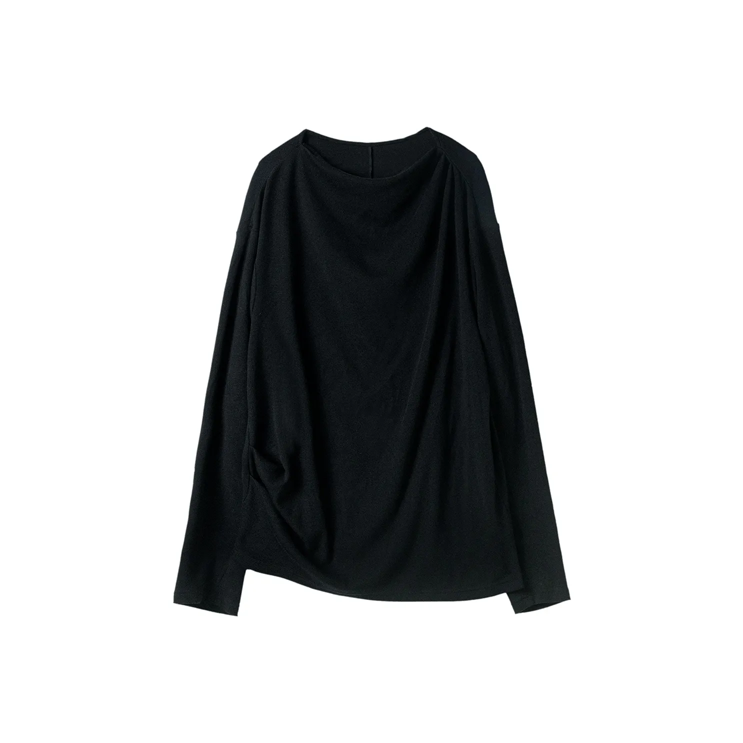 HUANXIANGZHE Пуловер с вырезом лодочкой трикотаж с длинными рукавами унисекс черный