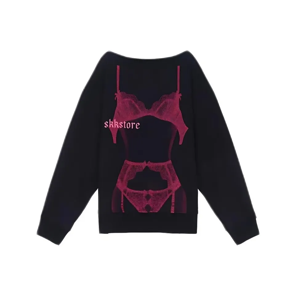 ACJL Off Плечо Утолщенный And Флис Линейный Топ Женский