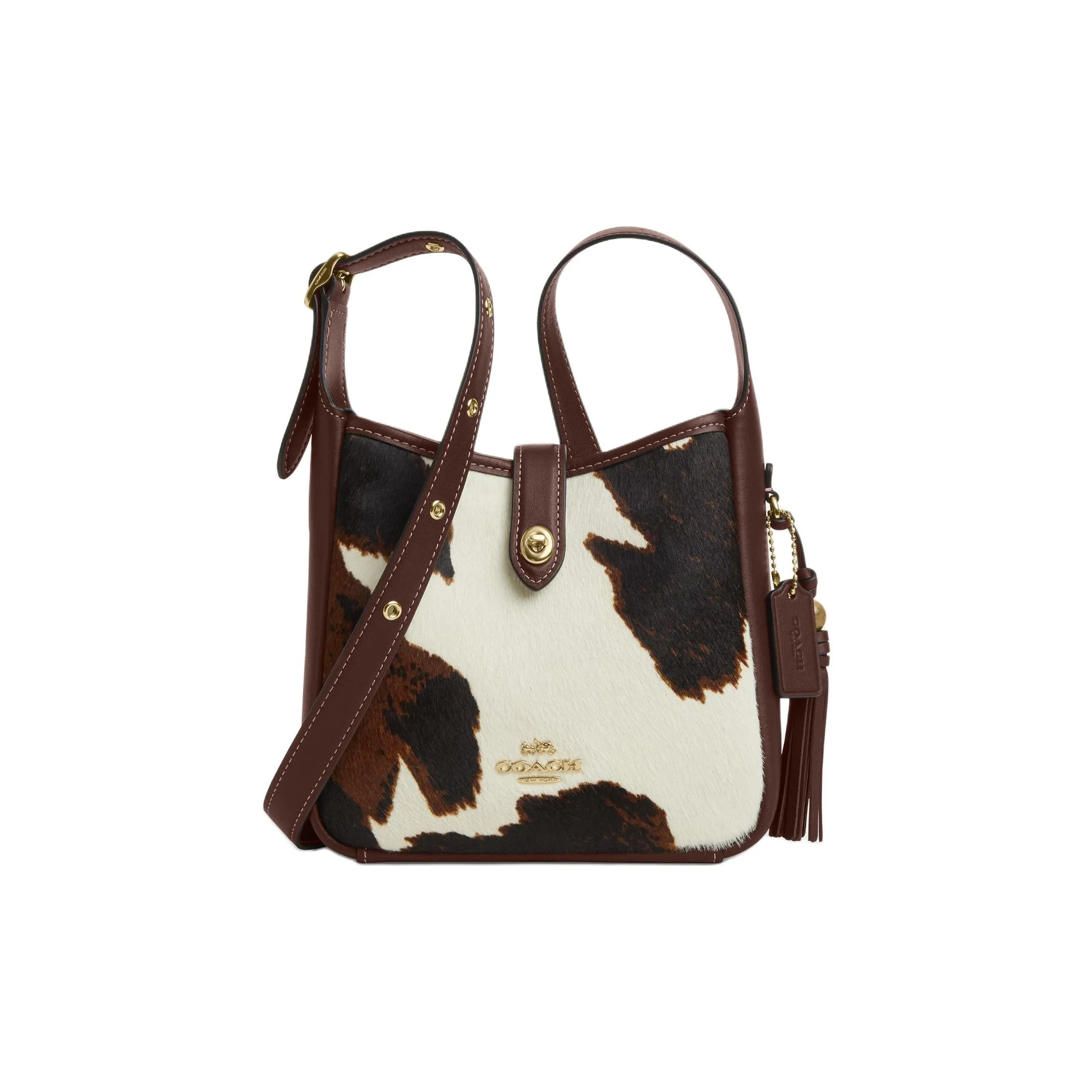 COACH Hadley с коровьей кожей и сумка через плечо из воловой кожи мини женская коричневый и бежевый