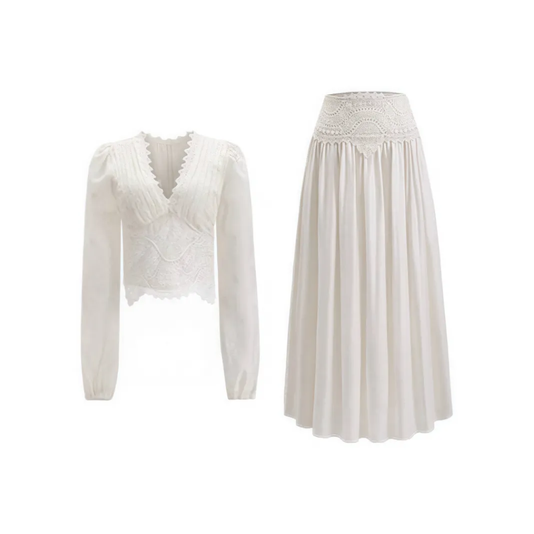 Icicofficial Белый комплект женский юбка и топ