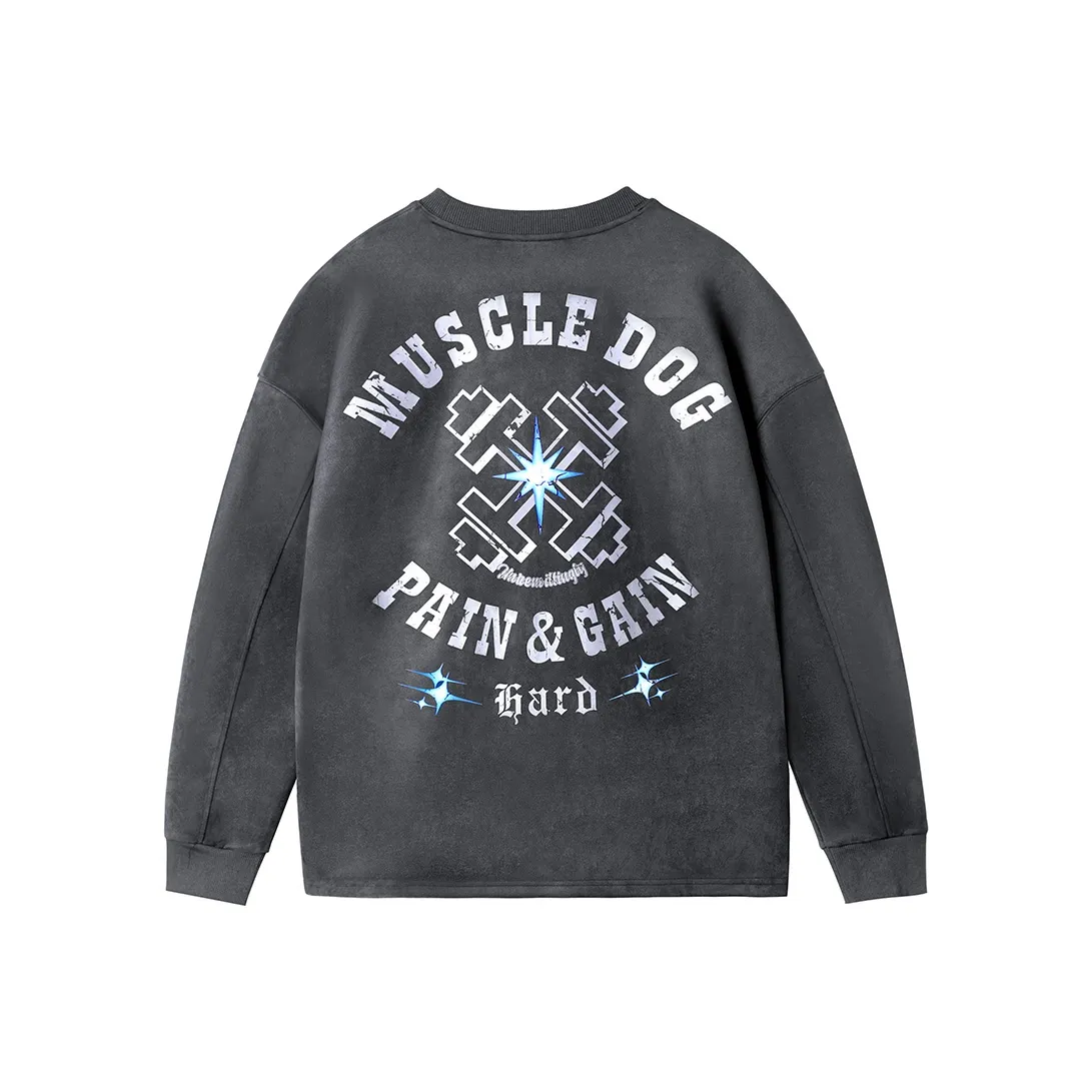 Muscle Dog Темно-серый Мужской Свитшот