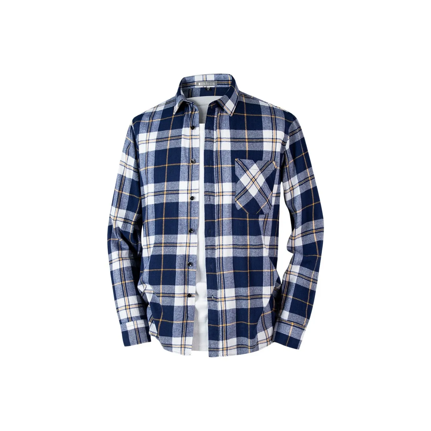 Red bean Морской синий Клетчатый Мужские Рубашки