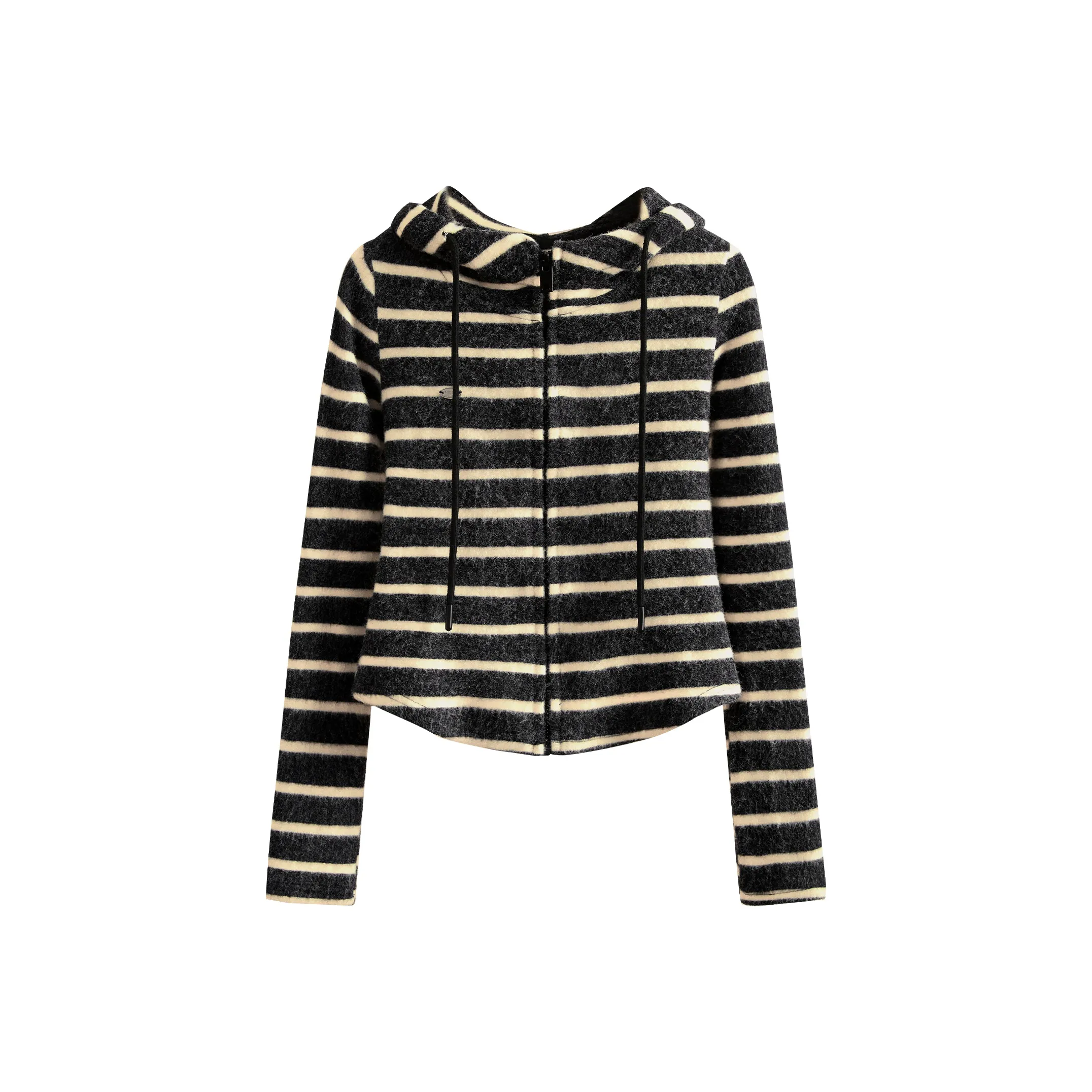 TOUCH Укороченное пальто женское серо-бежевый полосы