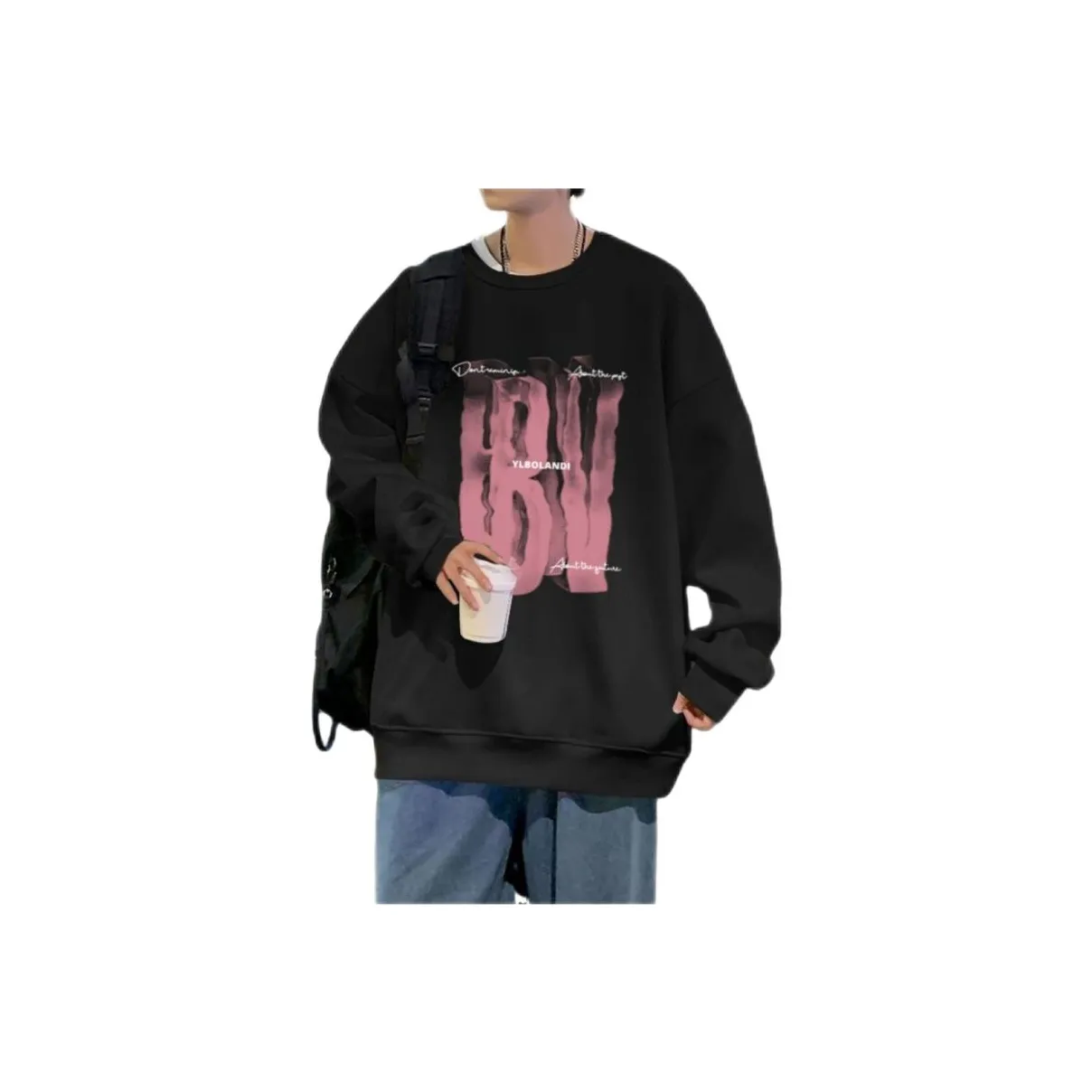 TONYBEAR Мужская одежда Повседневная Студенческая Подростковая Спортивная С принтом Порт Позиционирование Стиль Хлопковый Свитшот Стандартный Мужской