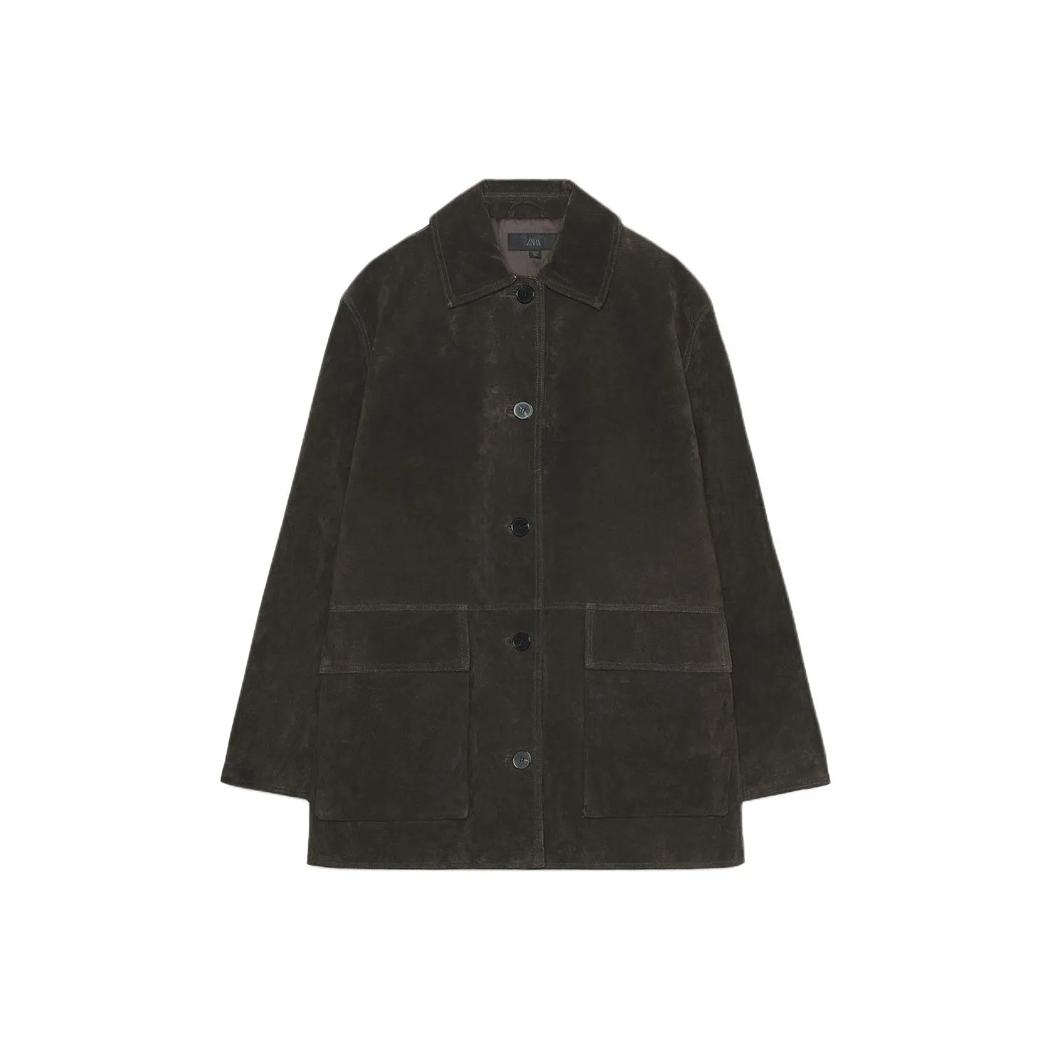 ZARA Темный хаки Женские кожаные куртки