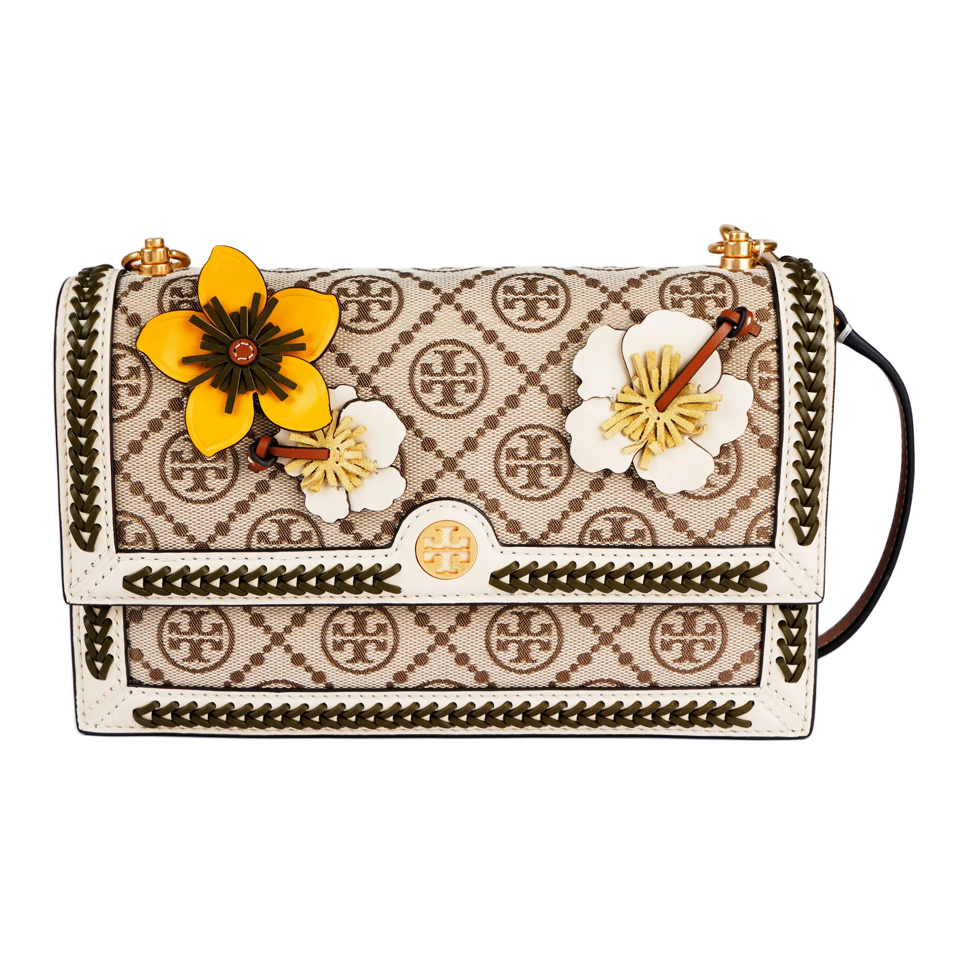 TORY BURCH T Monogram Canvas With Genuine Leather Shoulder Bag Crossbody Bag Mini Women's Beige