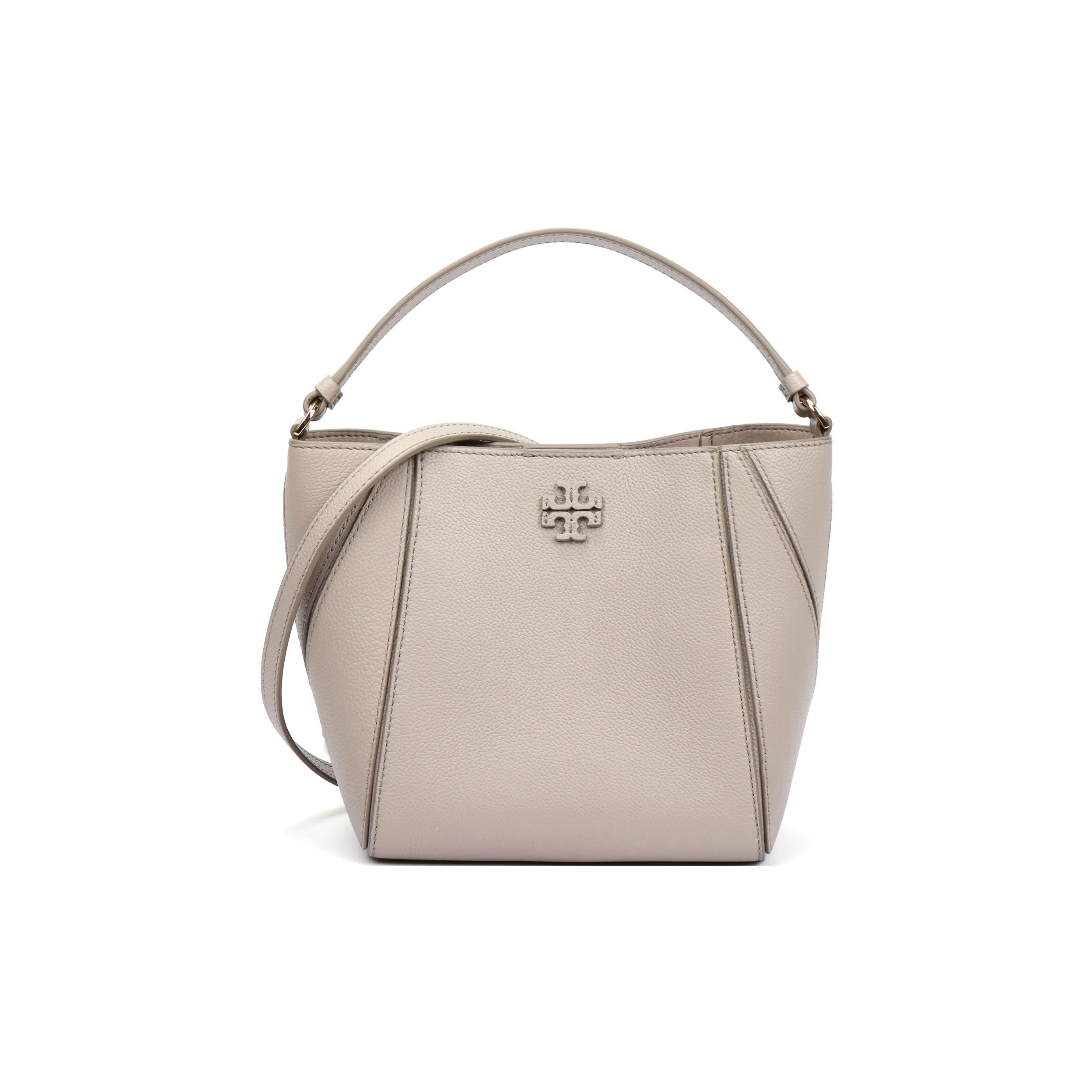 TORY BURCH McGraw Litchi Grain Кожа Сумка-ведро Сумка через плечо Сумка Маленькая Женская Глиняно-серый