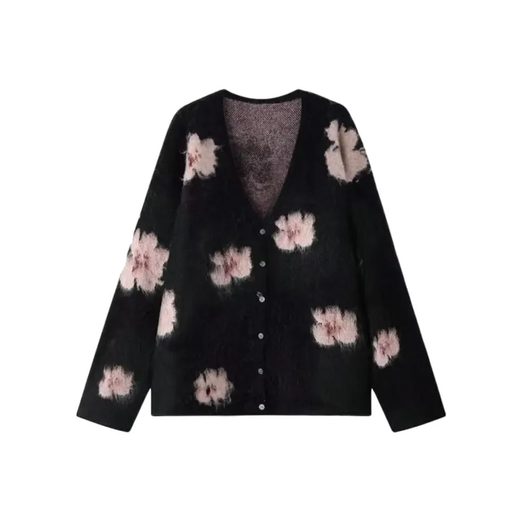 HeartyBite Multicolor Knitted Fabric Cardigan Women's Knitted Fabric