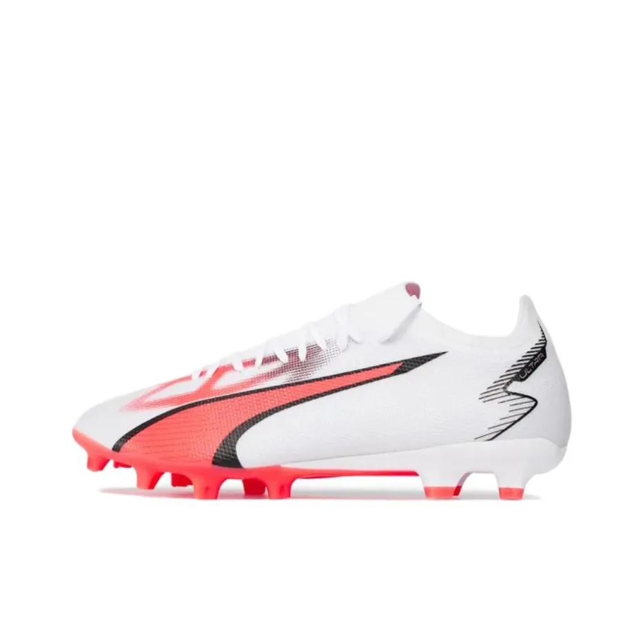 PUMA Ultra Match AG Искусственная трава FG Твердый грунт Устойчивый к истиранию Футбольные бутсы Мужские Белый Оранжевый