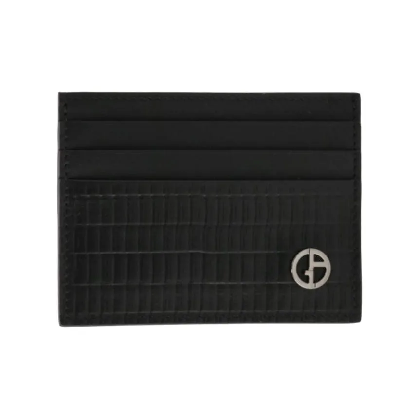 GIORGIO ARMANI Calfskin Card Holder Men's Black